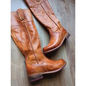Bed Stu Jacqueline Tall Leather Riding Boots Cognac Pecan Rustic Womens 8.5 $345